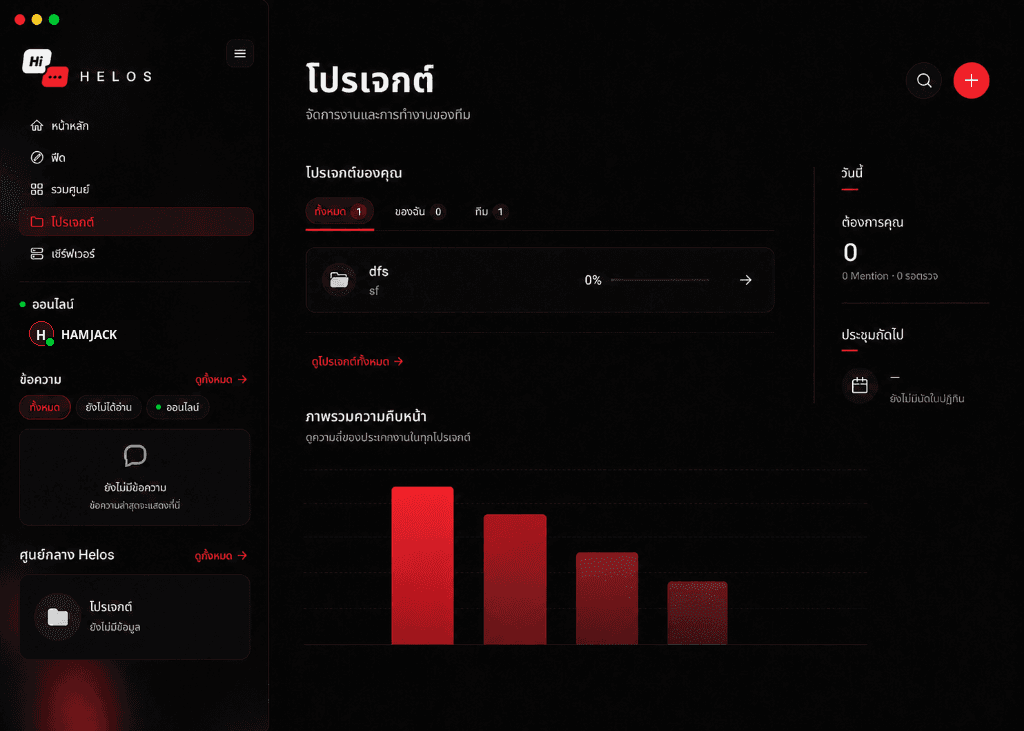 HeloSChat Desktop Workspace - จัดการโปรเจกต์และการทำงานของทีม